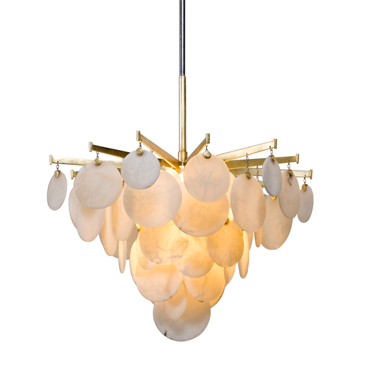 Serenity Chandelier In GOLD LEAF W POLISHED STAINLESS Finish
