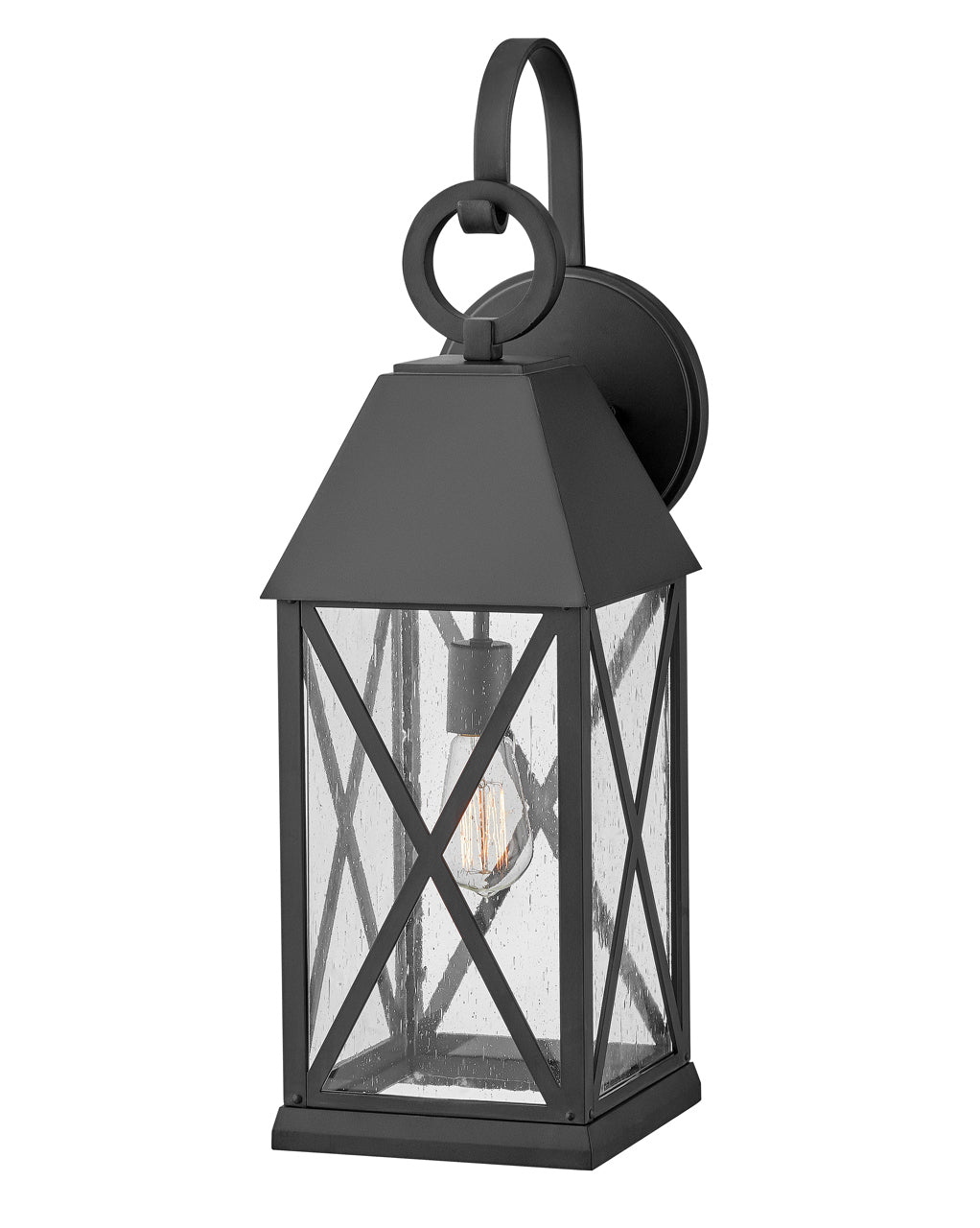 Briar Large Wall Mount Lantern In Black Finish