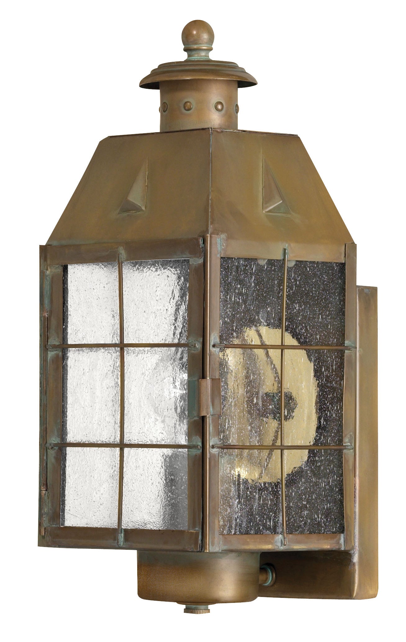 Nantucket Medium Wall Mount Lantern In Dark Brass Finish