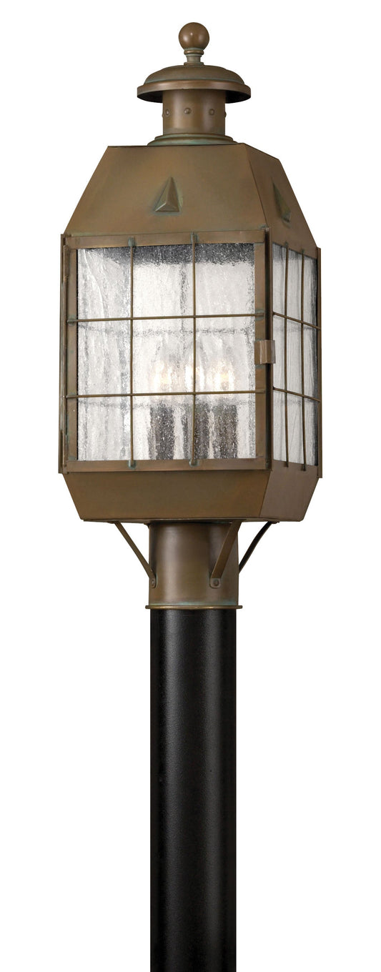 Nantucket Medium Post Top or Pier Mount Lantern In Dark Brass Finish