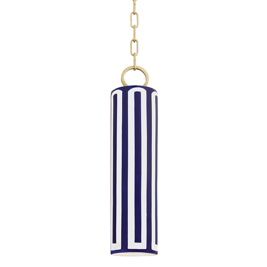 Brookville Pendant with Aged Brass/blue Combo Finish