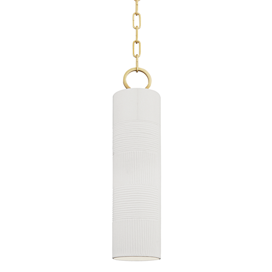 Brookville Pendant with Aged Brass/soft Off White Finish