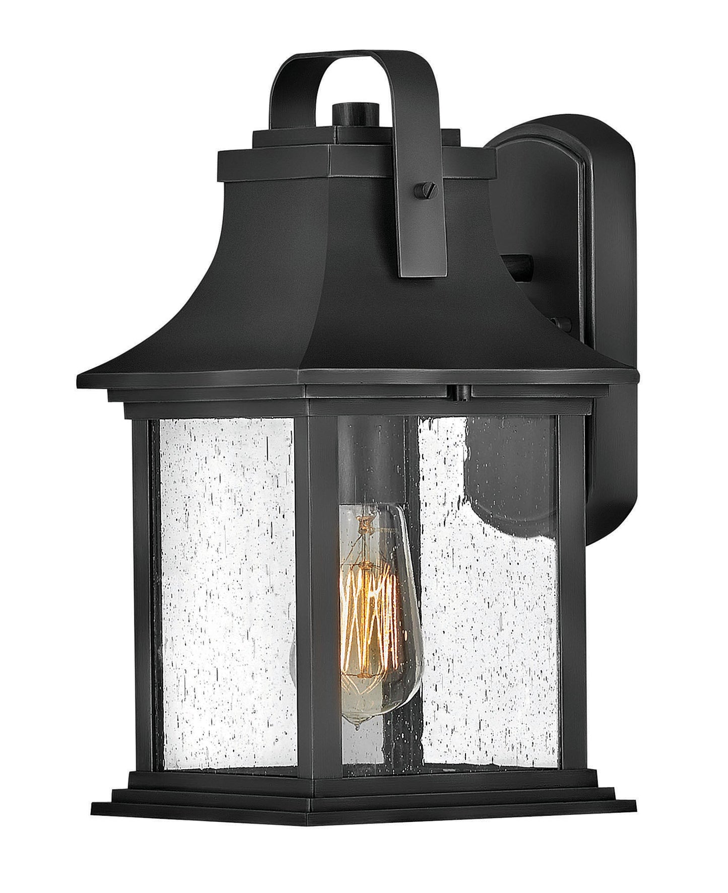 Grant Medium Wall Mount Lantern In Black Finish