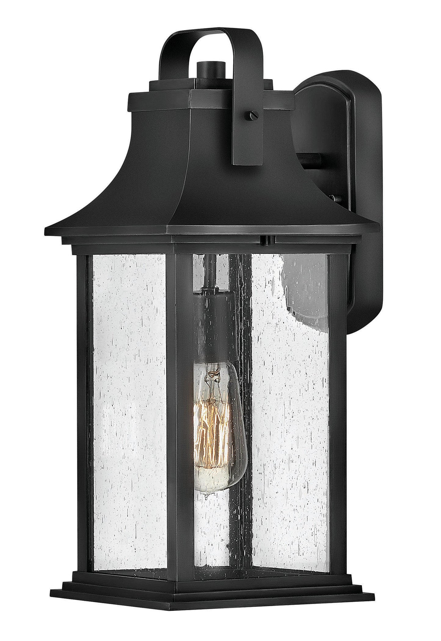 Grant Medium Wall Mount Lantern In Black Finish