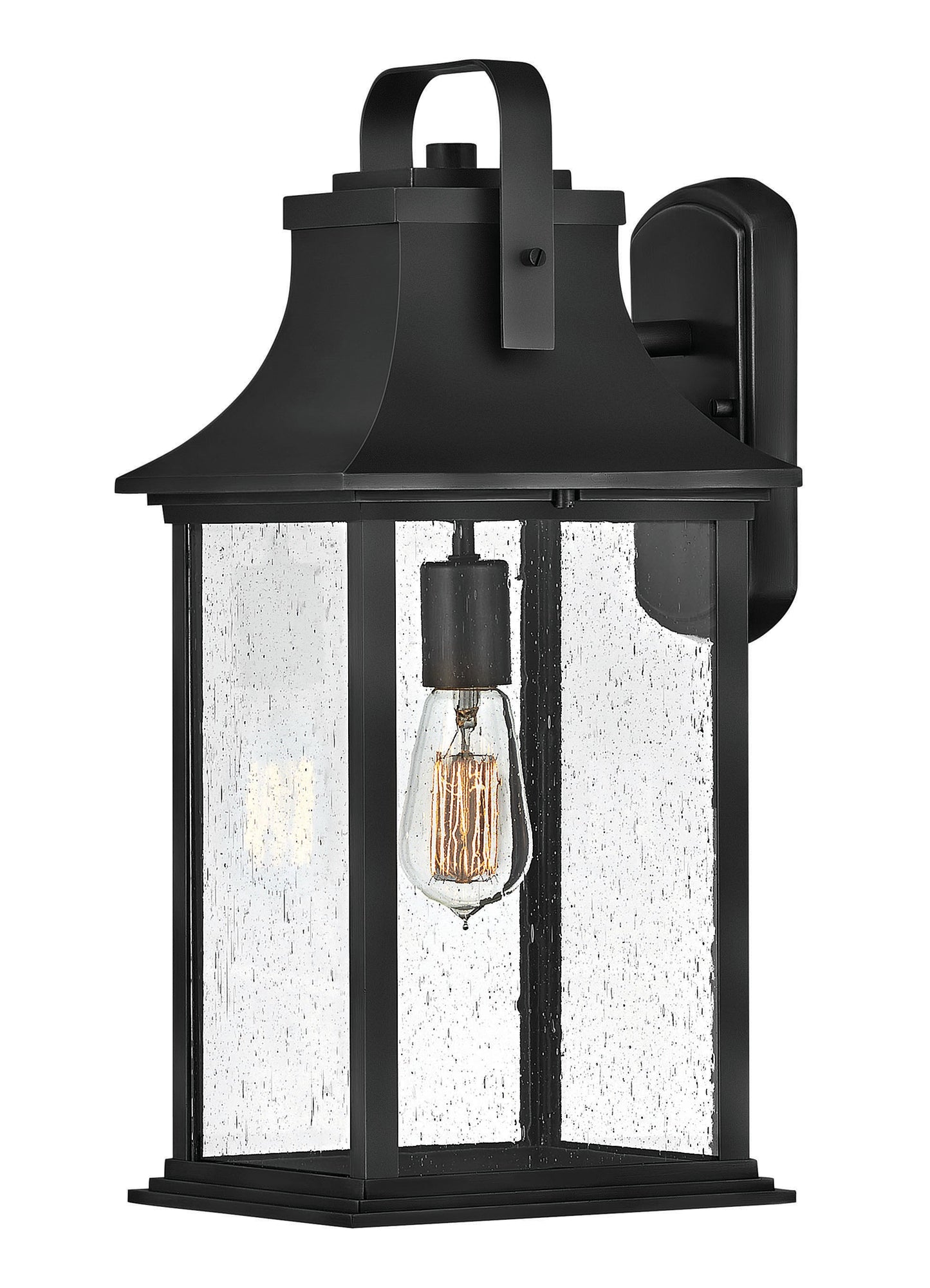 Grant Medium Wall Mount Lantern In Black Finish