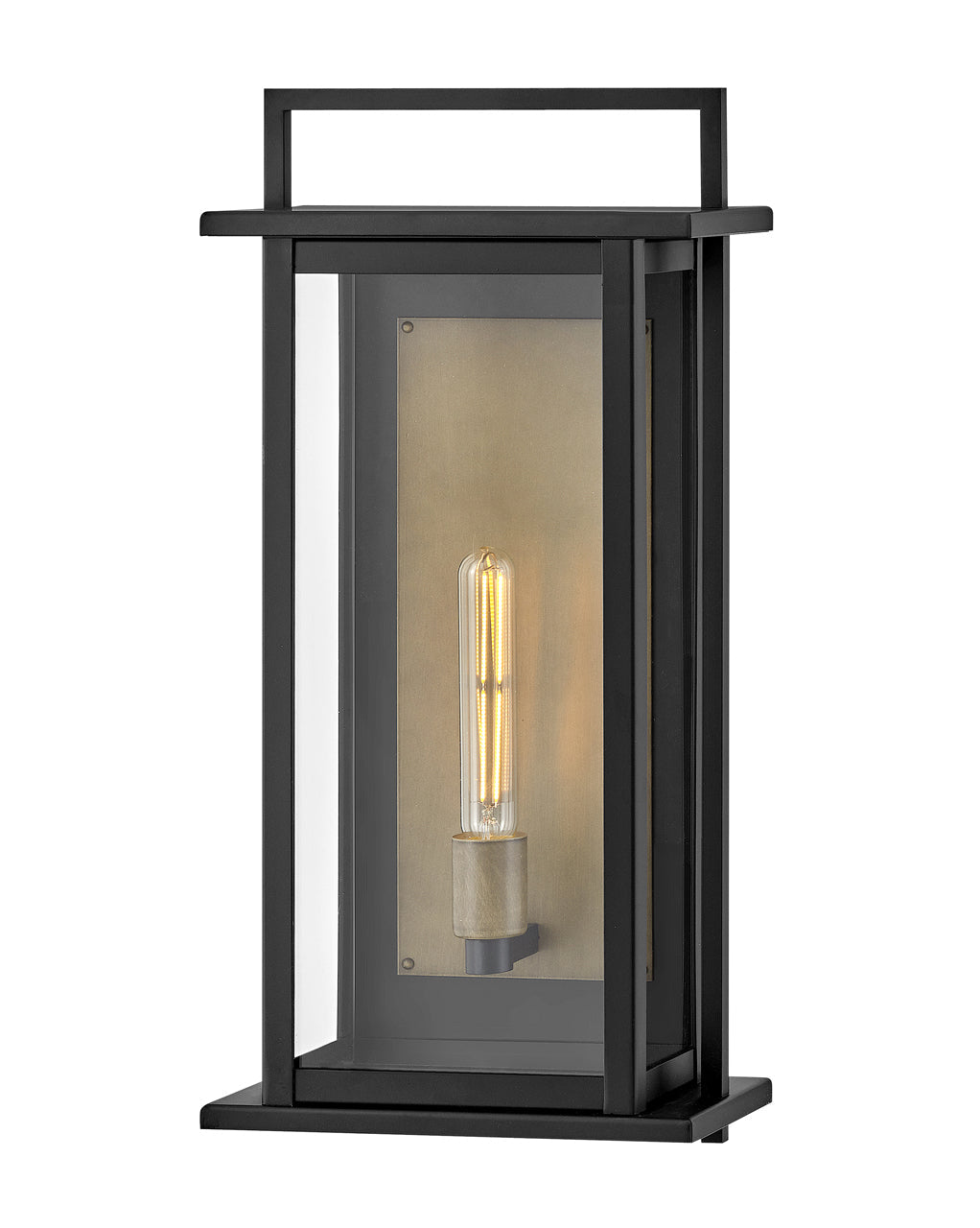 Langston Large Wall Mount Lantern In Black Finish