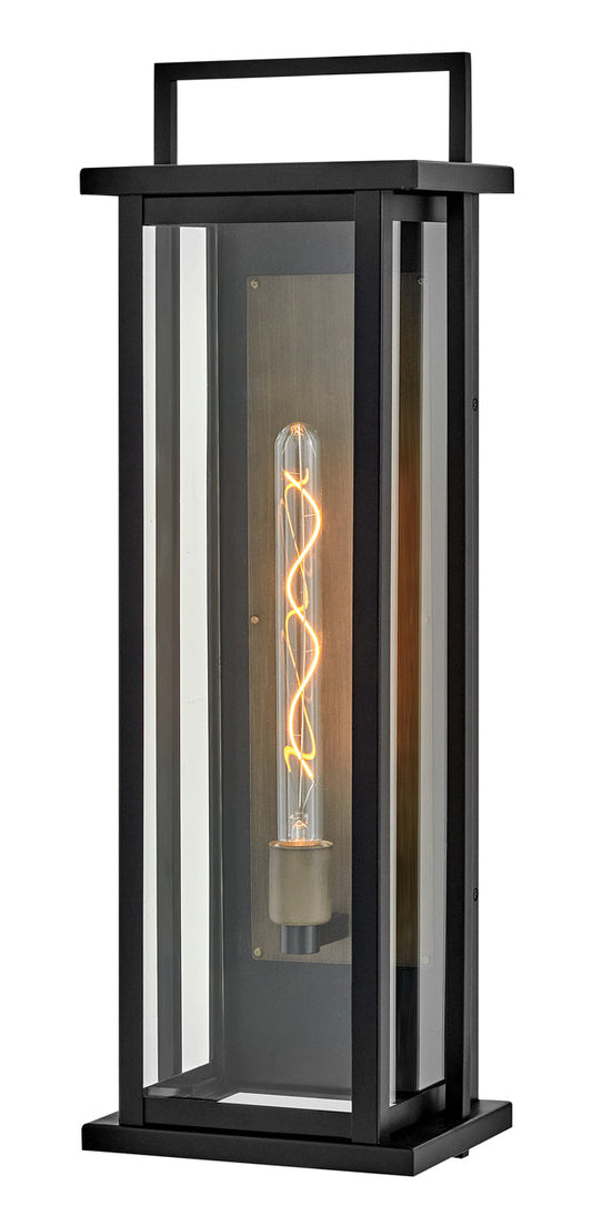 Langston Large Tall Wall Mount Lantern In Black Finish