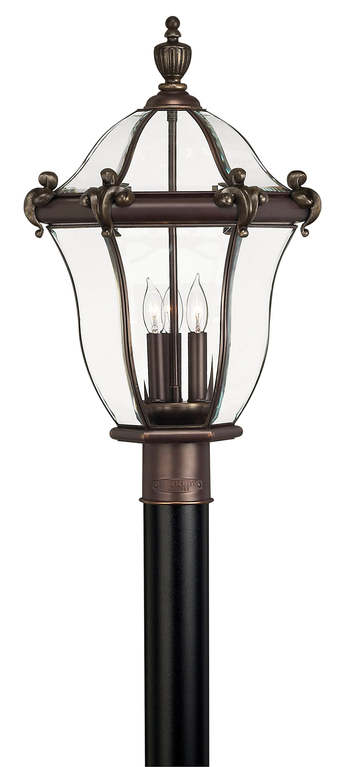 San Clemente Large Post Top or Pier Mount Lantern In Dark Bronze Finish