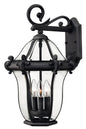 San Clemente Medium Wall Mount Lantern In Black Finish