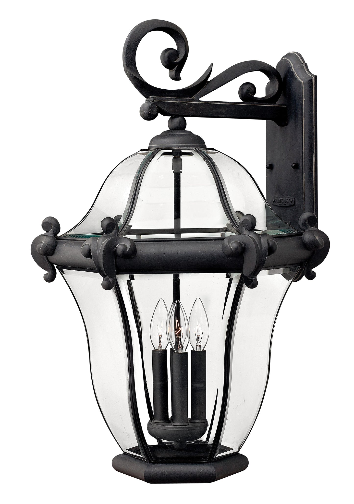 San Clemente Large Wall Mount Lantern In Black Finish