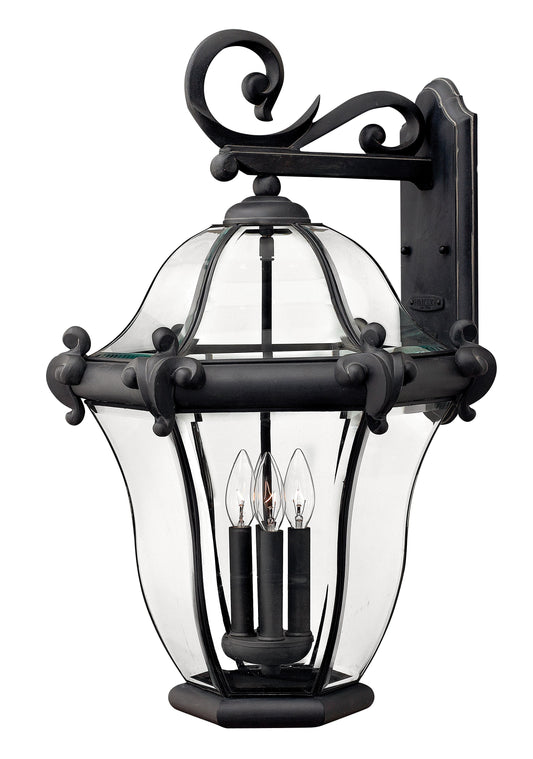 San Clemente Large Wall Mount Lantern In Black Finish