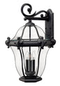 San Clemente Large Wall Mount Lantern In Black Finish