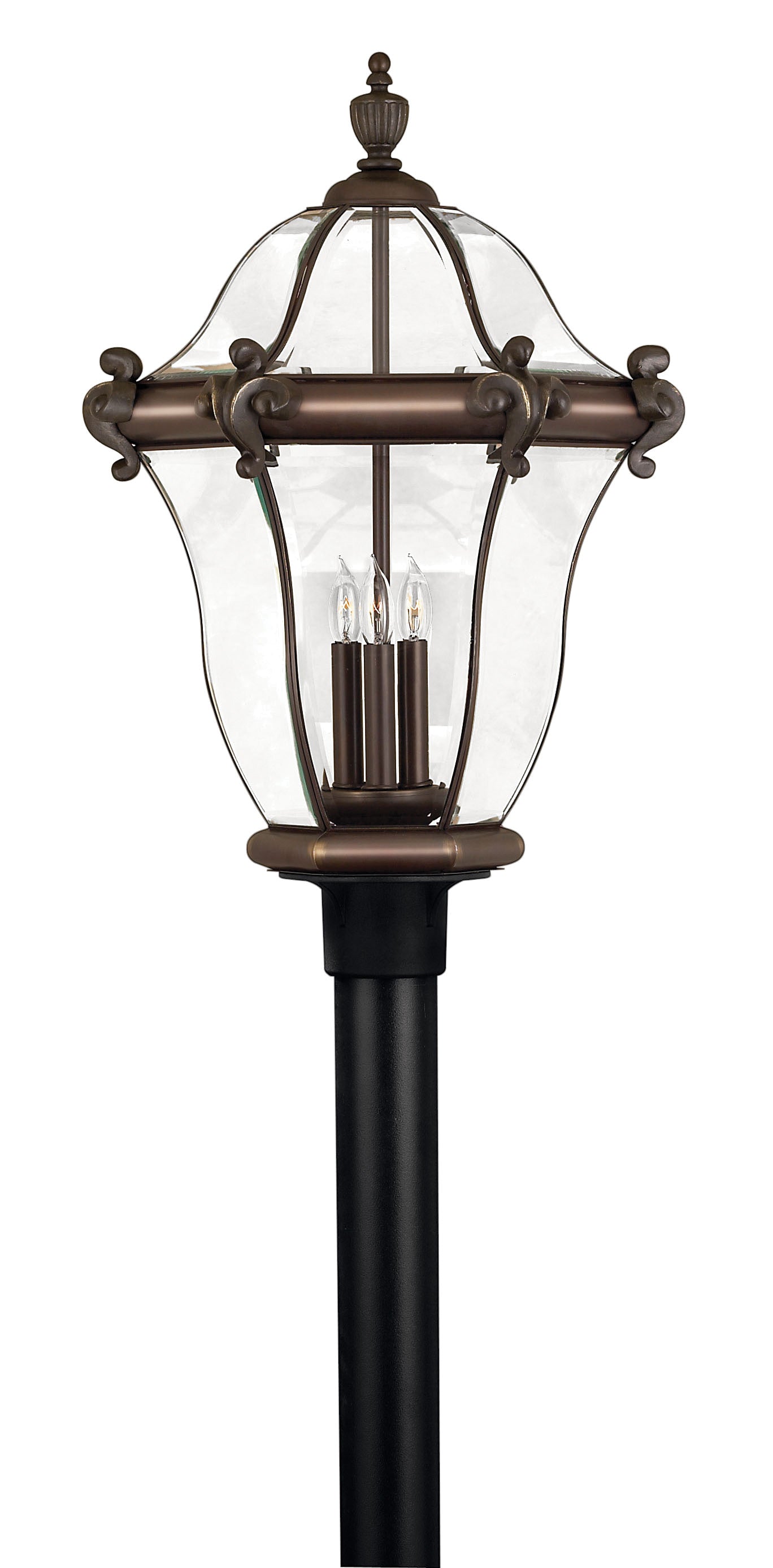 San Clemente Large Post Top or Pier Mount Lantern In Dark Bronze Finish