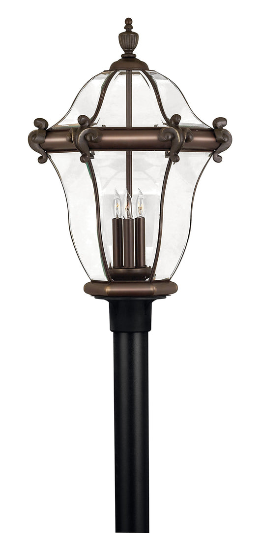 San Clemente Large Post Top or Pier Mount Lantern In Dark Bronze Finish