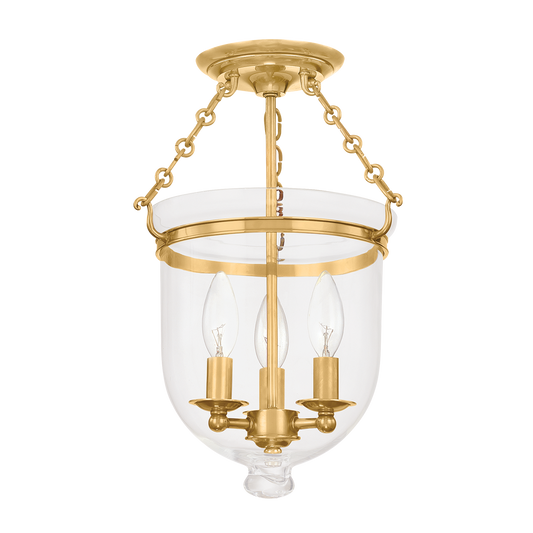 Hampton Semi Flush with Aged Brass Finish