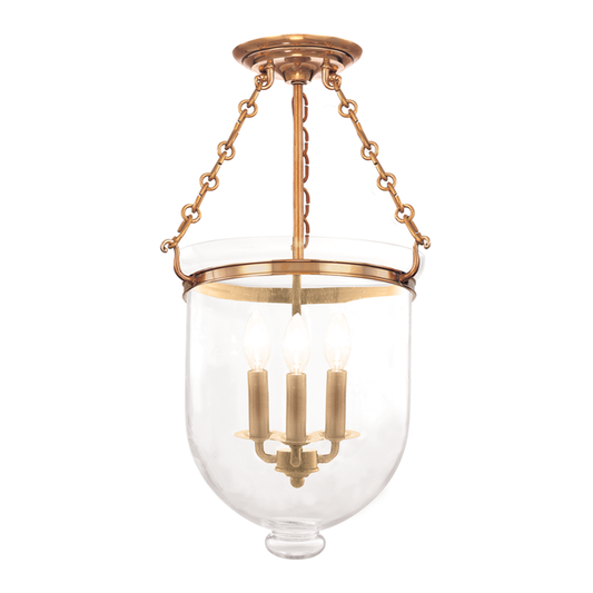 Hampton Semi Flush with Aged Brass Finish