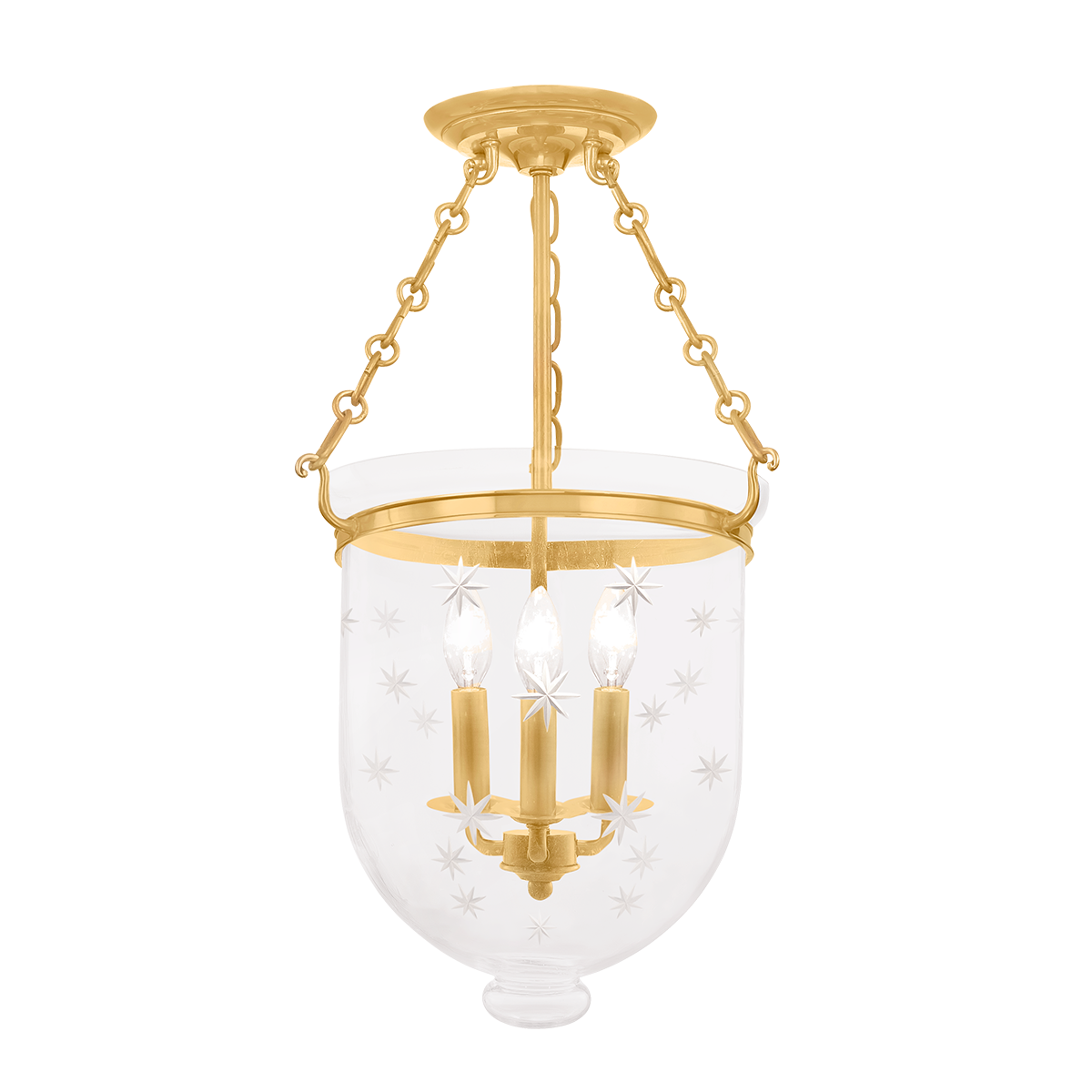 Hampton Semi Flush with Aged Brass Finish