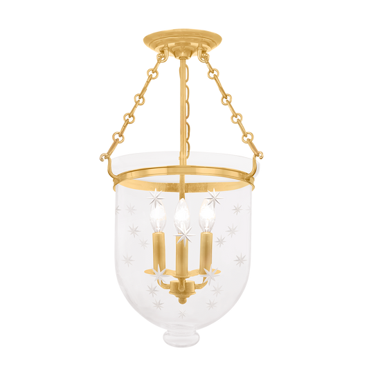 Hampton Semi Flush with Aged Brass Finish