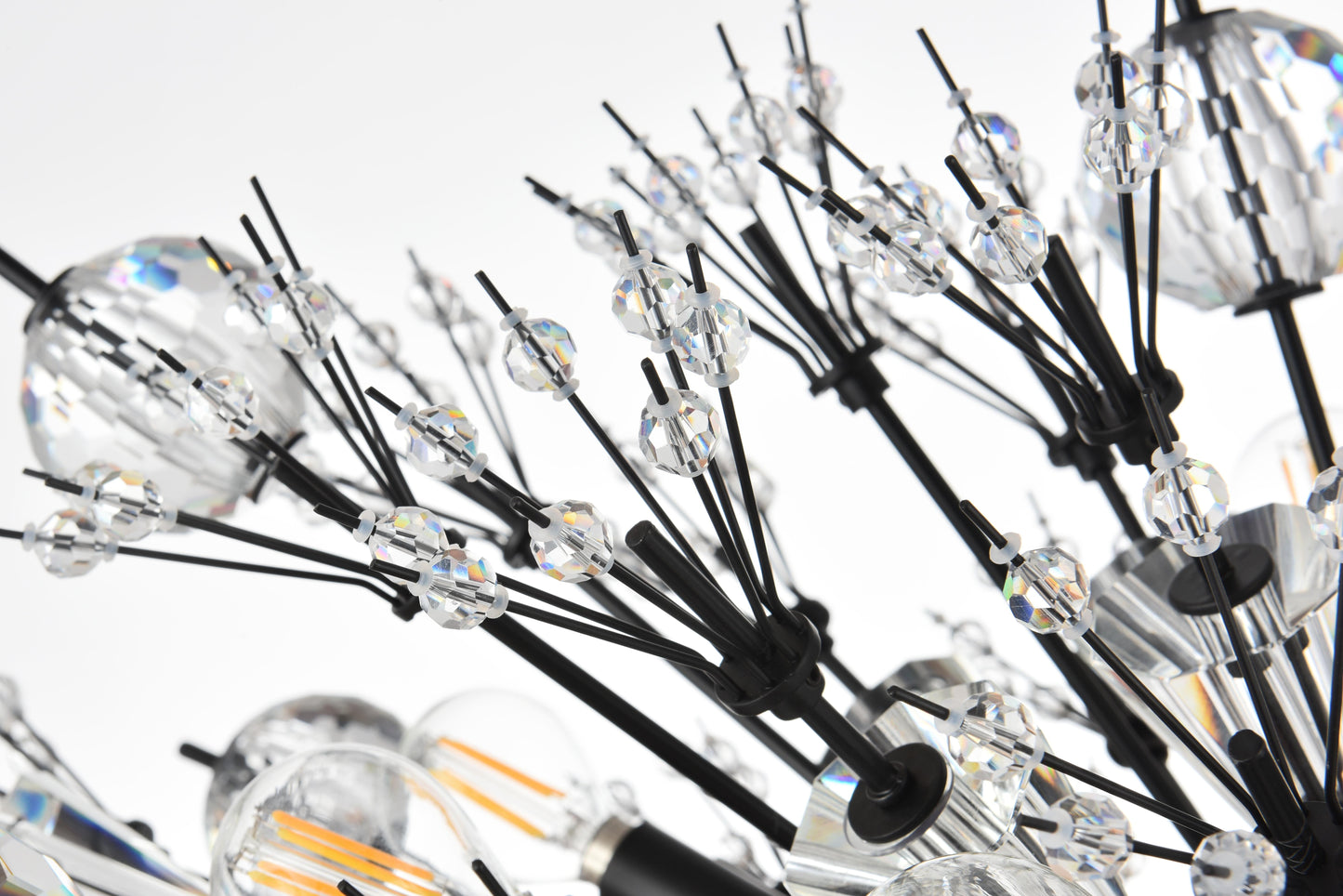 Vera 36 inch crystal starburst oval pendant in black