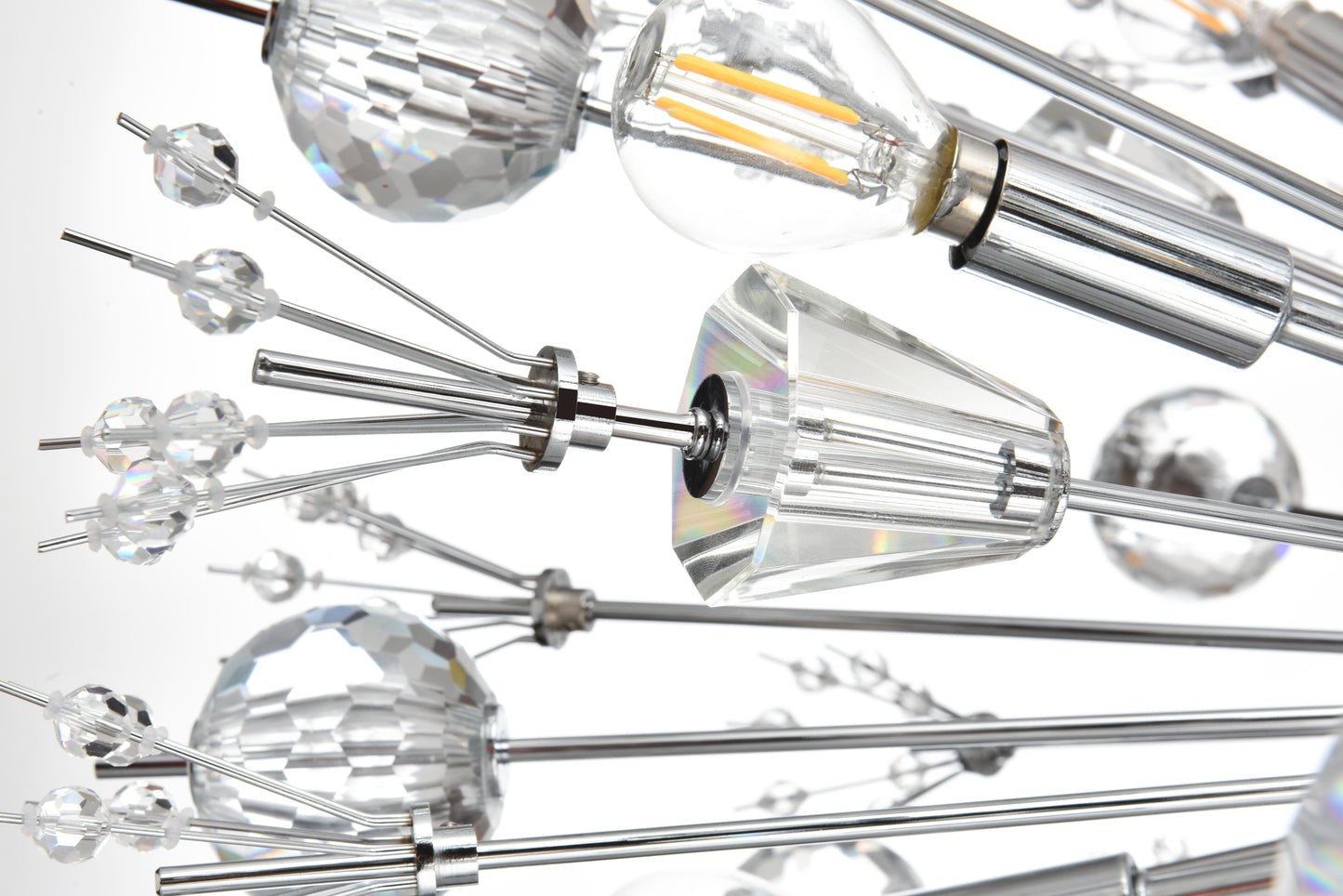 Vera 38 inch crystal starburst round pendant in chrome