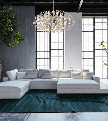 Vera 42 inch crystal starburst oval pendant in chrome