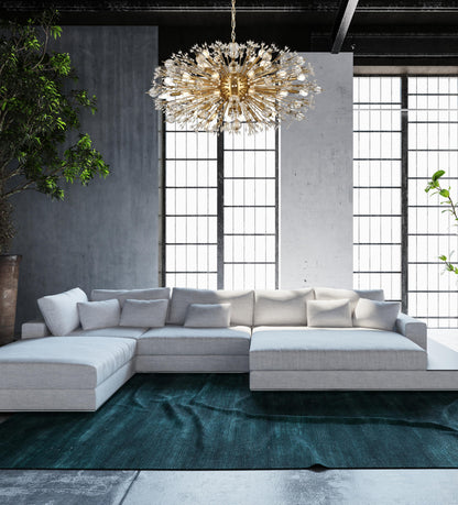 Vera 42 inch crystal starburst oval pendant in gold