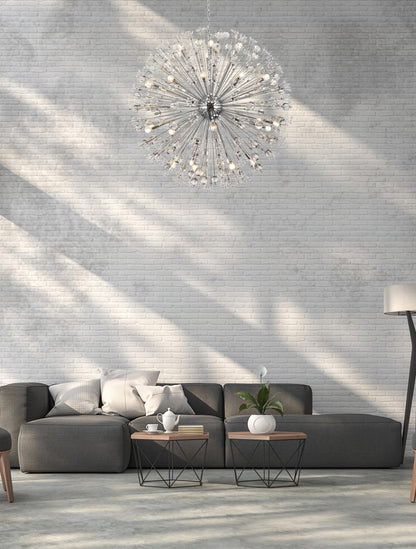 Vera 50 inch crystal starburst round pendant in chrome