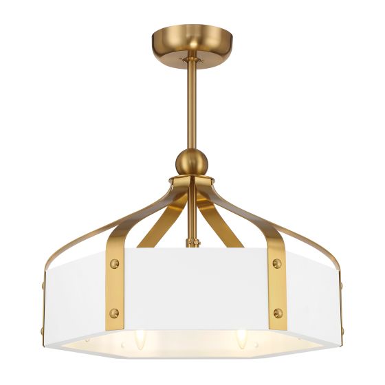 Sheffield 6-Light LED Fan D'Lier in White with Warm Brass Accents