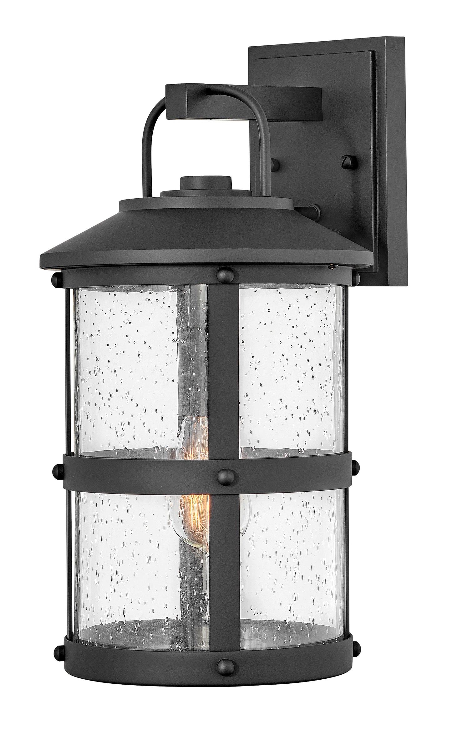 Lakehouse Medium Wall Mount Lantern In Black Finish