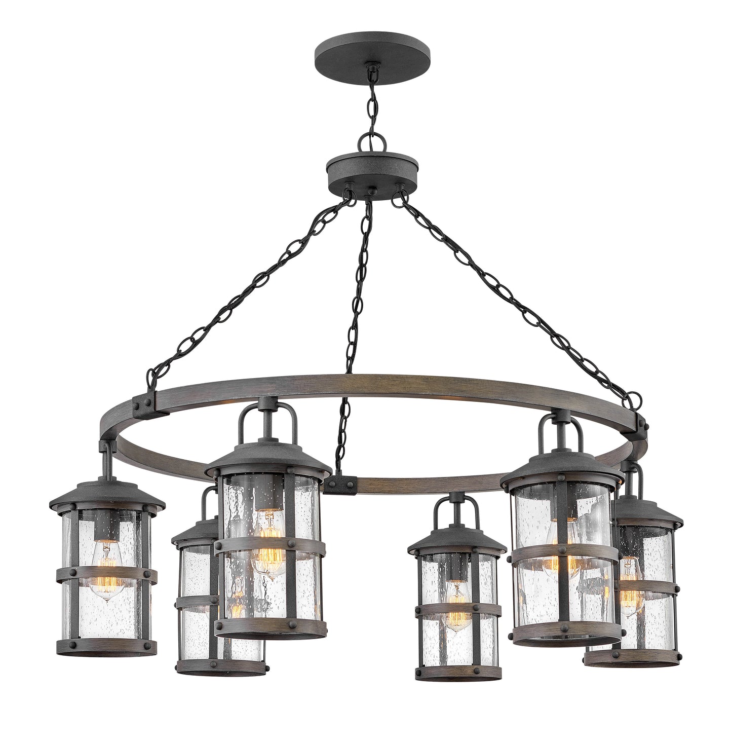 Lakehouse Large Single Tier 12v Chandelier In Black Finish