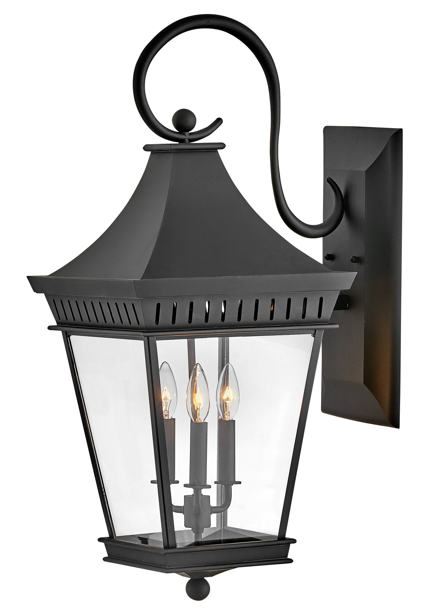 Chapel Hill Large Wall Mount Lantern In Black Finish
