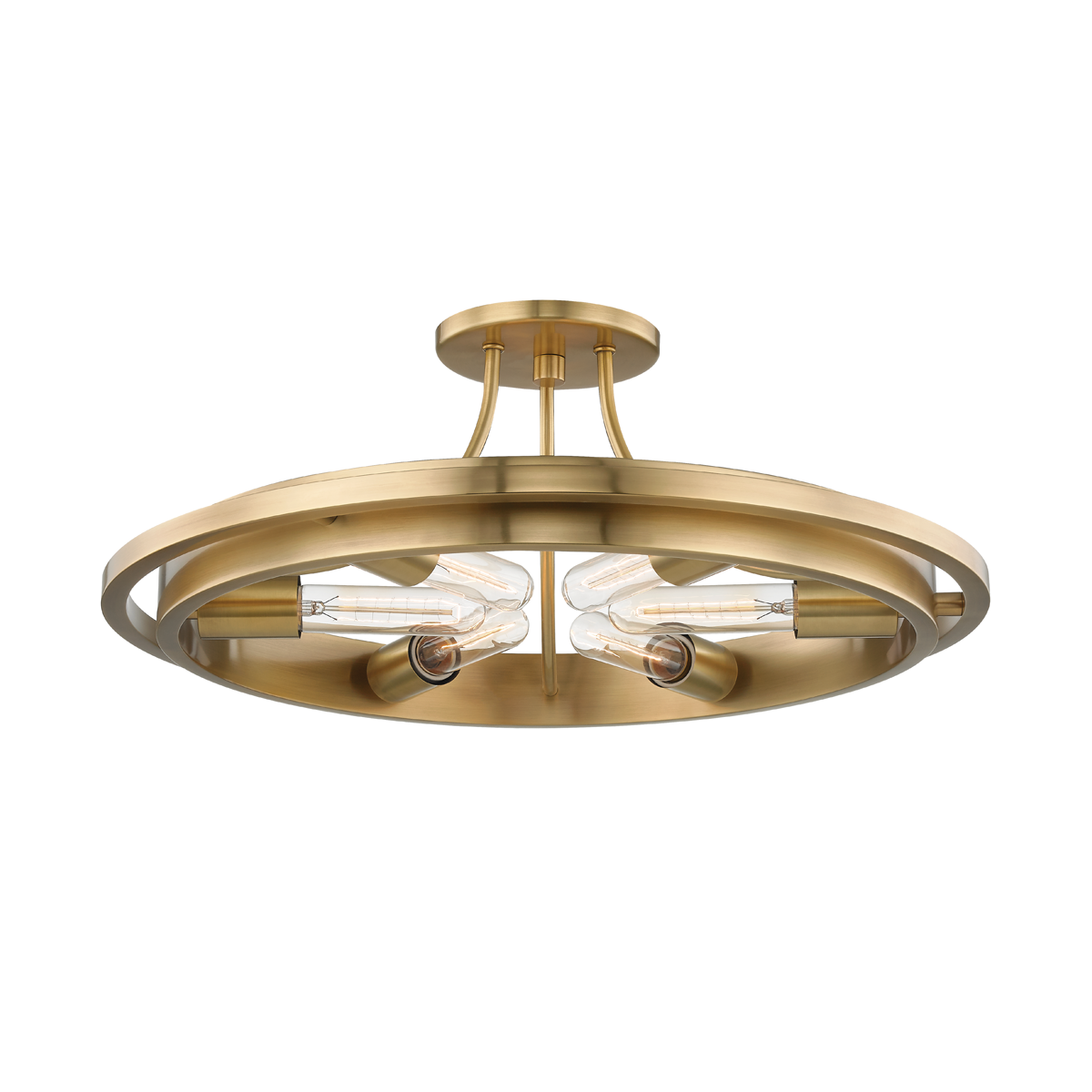 Chambers Semi Flush with Aged Brass Finish