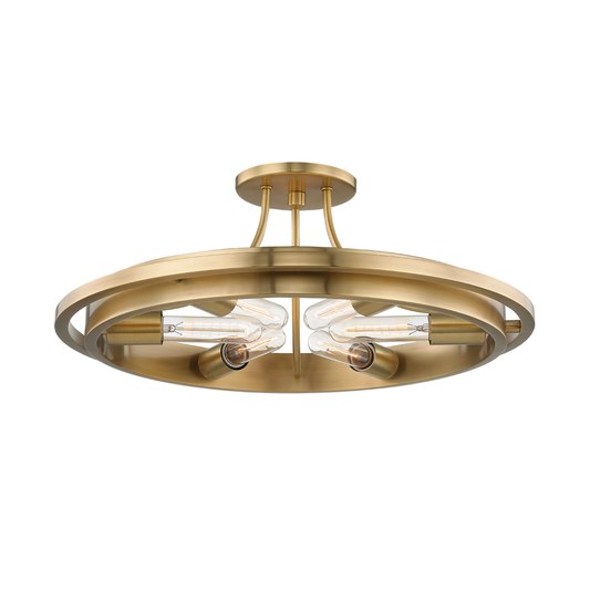 Chambers Semi Flush with Aged Brass Finish