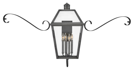 Nouvelle Large Wall Mount Lantern In Black Finish
