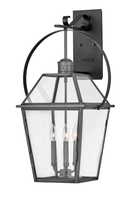 Nouvelle Large Wall Mount Lantern In Black Finish