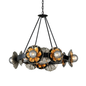 Magic Garden Chandelier In SOFT BLACK/STRIA SILVER LEAF/OLD WORLD GOLD LEAF Finish
