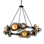 Magic Garden Chandelier In SOFT BLACK/STRIA SILVER LEAF/OLD WORLD GOLD LEAF Finish