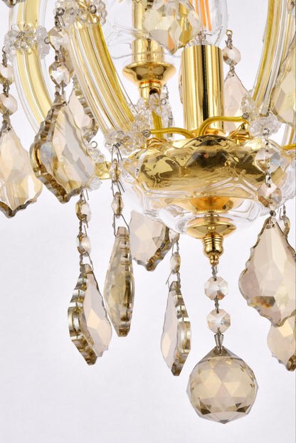 Maria Theresa 4 light Gold Pendant Golden Teak (Smoky) Royal Cut Crystal