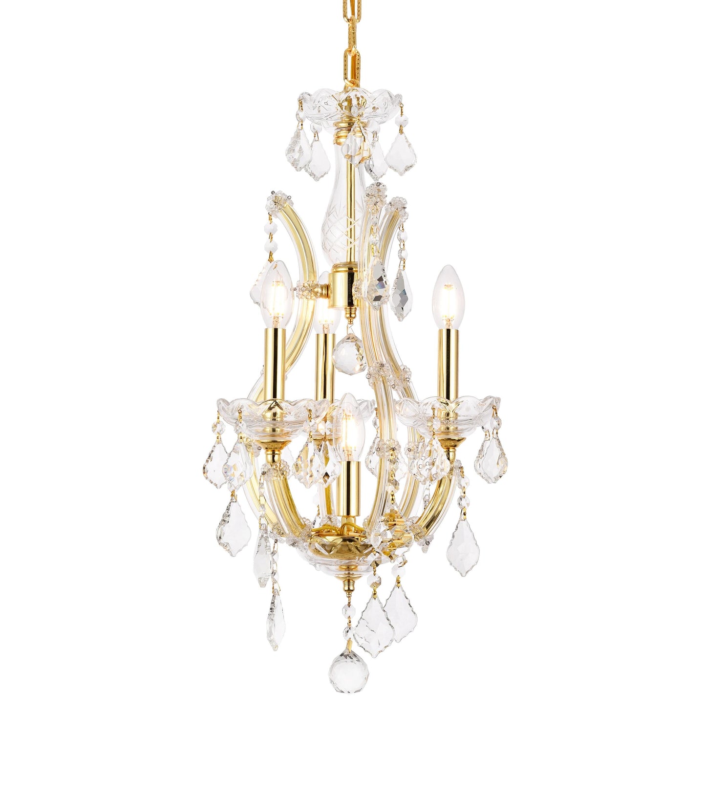 Maria Theresa 4 light Gold Pendant Clear Royal Cut Crystal