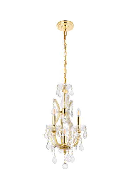 Maria Theresa 4 light Gold Pendant Clear Royal Cut Crystal