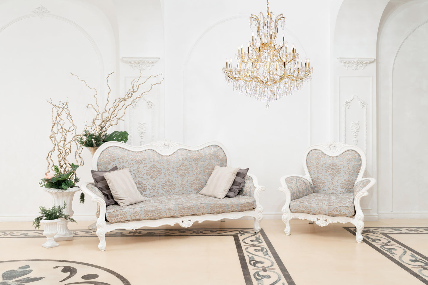 Maria Theresa 41 light Gold Chandelier Clear Royal Cut Crystal