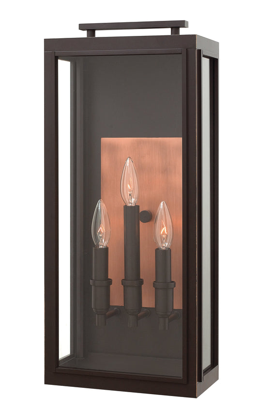 Sutcliffe Large Wall Mount Lantern In Light Bronze Finish