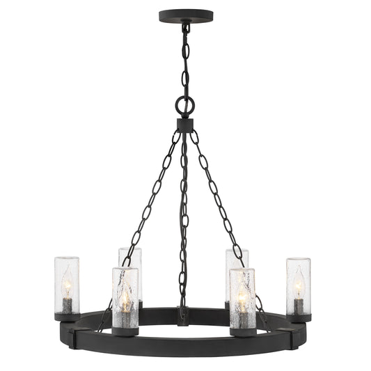Sawyer Medium Single Tier Chandelier 12v In Black Finish
