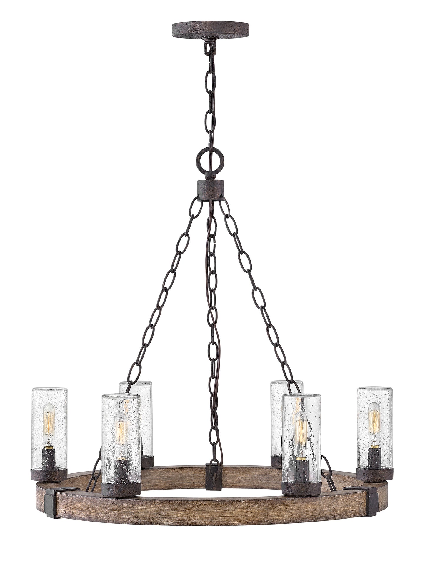 Sawyer Medium Single Tier Chandelier In Wood Finish