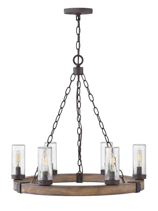 Sawyer Medium Single Tier 12v Chandelier In Wood Finish