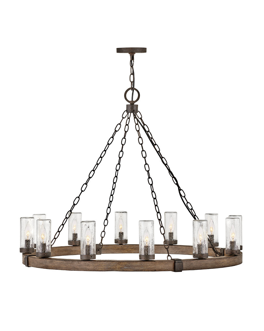 Sawyer Large Single Tier Chandelier In Wood Finish