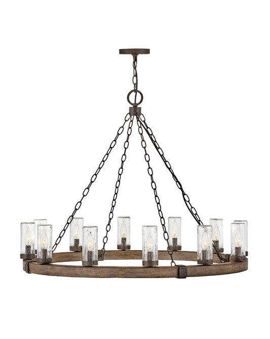 Sawyer Large Single Tier Chandelier In Wood Finish