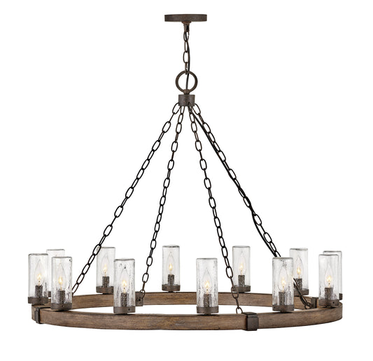 Sawyer Large Single Tier Chandelier In Wood Finish
