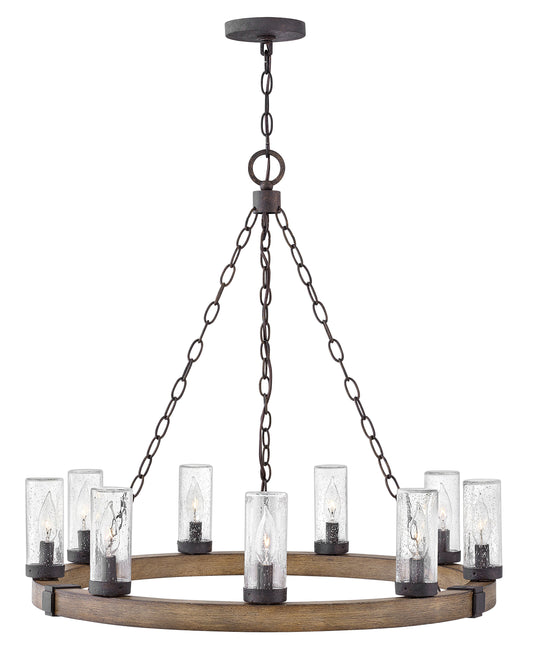 Sawyer Medium Single Tier 12v Chandelier In Wood Finish