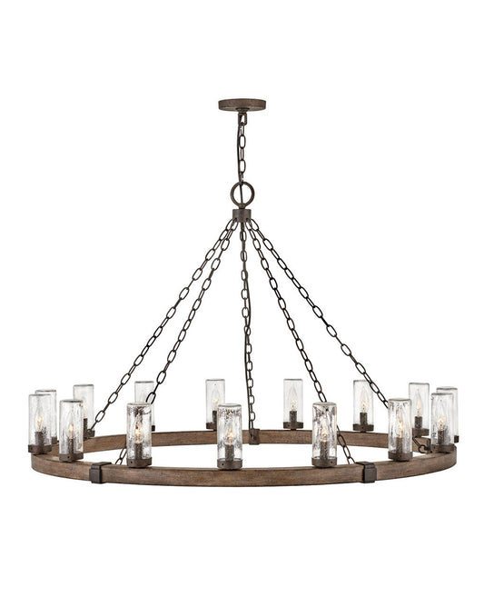Sawyer Large Single Tier Chandelier In Wood Finish
